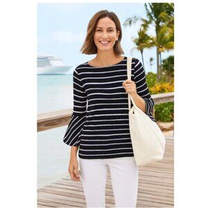Chico's Travelers Classic Striped Bell-Sleeve Top